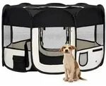 vidaXL Faltbarer Welpenlaufstall mit Tragetasche Schwarz 125x125x61 cm