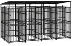 vidaXL Outdoor-Hundezwinger mit Dach Stahl 7,37 m2