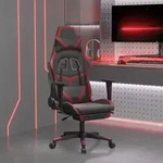 vidaXL Gaming-Stuhl mit Massage & Fu&szlig;st&uuml;tze Schwarz Weinrot Kunstleder