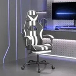 vidaXL Gaming-Stuhl mit Fu&szlig;st&uuml;tze Drehbar Schwarz & Wei&szlig; Kunstleder