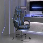 vidaXL Gaming-Stuhl mit Fu&szlig;st&uuml;tze Schwarz und Blau Kunstleder