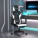 vidaXL Gaming-Stuhl mit Massage & Fu&szlig;st&uuml;tze Schwarz & Wei&szlig; Kunstleder