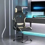 vidaXL Gaming-Stuhl mit Massagefunktion Schwarz und Creme Stoff