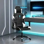 vidaXL Gaming-Stuhl mit Massagefunktion Schwarz und Wei&szlig; Kunstleder