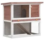 vidaXL Kaninchenstall 1 T&uuml;r Braun Holz