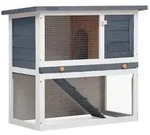vidaXL Kaninchenstall 1 T&uuml;r Grau Holz