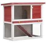 vidaXL Kaninchenstall 1 T&uuml;r Rot Holz