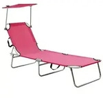 vidaXL Klappliege mit Sonnendach Stahl Rosa