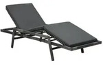 vidaXL Sonnenliege mit Auflage Poly Rattan Grau