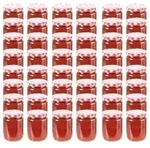 vidaXL Marmeladengl&auml;ser mit Wei&szlig;em/Rotem Deckel 48 Stk. 230 ml