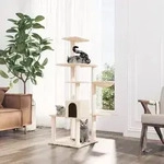 vidaXL Kratzbaum mit Sisal-Kratzs&auml;ulen Creme 142 cm