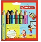 Down Bencil Stabilo Woody 3 in 1 Duo Penny 6 St&uuml;ck + Bleistiftsch&auml;rfer