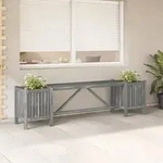 vidaXL Gartenbank mit 2 Pflanzk&uuml;beln 150 cm Massivholz Akazie Grau