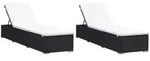vidaXL Sonnenliegen mit Auflage 2 Stk. Poly Rattan Schwarz