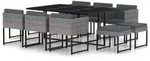 vidaXL 11-tlg. Garten-Essgruppe mit Kissen Poly Rattan Grau