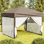 vidaXL Partyzelt Faltbar mit Seitenw&auml;nden Taupe 3x3 m