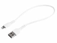 StarTech.com 12 in (30cm) Durable White USB-A to Lightning Cable, Heavy Duty Rugged