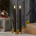 LED Stabkerzen Deluxe Homeart Tafelkerzen Echtwachs flackernd 24cm mokka 2St