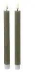 LED Stabkerzen Deluxe Homeart Tafelkerzen Echtwachs flackernd 24cm olivgr&uuml;n...