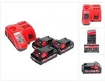 Milwaukee M18 NRG-303 Akku Starter Set High Output 3x 18 V 3,0 Ah / 3000 mAh Li-Ion