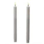 LED Stabkerzen Mia Deluxe Homeart Tafelkerzen Echtwachs 3D Flamme 24cm wei&szlig;...