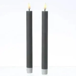 LED Stabkerzen Mia Deluxe Homeart Tafelkerzen Echtwachs 3D Flamme 24cm grau 2Stk