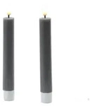 LED Stabkerzen Mia Deluxe Homeart Tafelkerzen Echtwachs 3D Flamme 15cm grau 2Stk