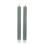 LED Stabkerzen Mia Deluxe Homeart Tafelkerzen Echtwachs 24cm salbeigr&uuml;n 2Stk