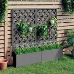 vidaXL Blumenk&auml;sten mit Rankgittern 2 Stk. Grau 65x33x135 cm WPC