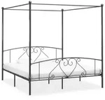 vidaXL Himmelbett-Gestell Grau Metall 180 x 200 cm