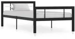 vidaXL Bettgestell Schwarz und Wei&szlig; Metall 90&times;200 cm
