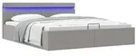 vidaXL Bett mit Bettkasten Hydraulisch LED Hellgrau Stoff 180x200 cm