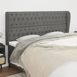 vidaXL Kopfteil mit Ohren Dunkelgrau 203x23x118/128 cm Stoff