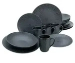 CreaTable 20537 Kombiservice Vesuvio für 4 Personen, Steinzeug, schwarz (1 Set, CreaTable 20537 Kombiservice Vesuvio für 4 Personen, Steinzeug, schwarz (1 Set,