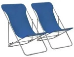vidaXL Klappbare Strandstühle 2 Stk. Stahl und Oxford-Gewebe Blau vidaXL Klappbare Strandstühle 2 Stk. Stahl und Oxford-Gewebe Blau