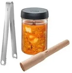 GEFU NATIVO, Gem&uuml;se, 1 l, Glas, Kunststoff, Edelstahl, Holz, Braun, Edelstahl,