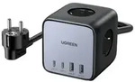 Ugreen Diginest W&uuml;rfel 7-in-1, 3 AC-Ausg&auml;nge, Typ C, 1,8 m, Grau, Schwarz, 3680 W