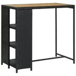 vidaXL Bartisch mit Regal Schwarz 120x60x110 cm Poly Rattan