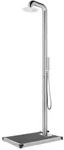 vidaXL Gartendusche mit Grauer Bodenplatte 230 cm Edelstahl
