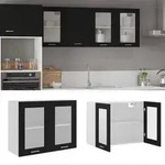 vidaXL H&auml;ngeglasschrank Lyon Schwarz 80x31x60 cm Holzwerkstoff