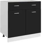 vidaXL Schubunterschrank Lyon Schwarz 80x46x81,5 cm Holzwerkstoff