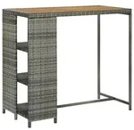 vidaXL Bartisch mit Regal Grau 120x60x110 cm Poly Rattan