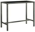 vidaXL Garten-Bartisch Grau 130x60x110 cm Poly Rattan und Glas