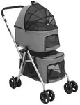 vidaXL Hundewagen f&uuml;r 2 Hunde Faltbar Grau 83x48x97 cm Oxford-Gewebe