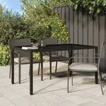 vidaXL Gartentisch 150x90x75 cm Geh&auml;rtetes Glas Poly Rattan Braun