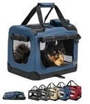 lionto Hundetransportbox faltbar, stabile Stoffbox mit Mesh-Eins&auml;tzen, ideal f&uuml;r