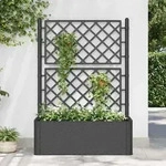 vidaXL Garten-Hochbeet mit Spalier Selbstbew&auml;sserungssystem Anthrazit