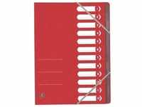 Oxford Ordnungsmappe Top File+, DIN A4, 12 Fächer, rot