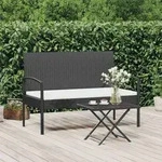 vidaXL Gartenbank mit Kissen Schwarz 105 cm Poly Rattan