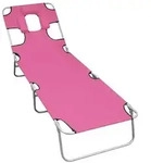 vidaXL Klappbare Sonnenliege mit Kopfkissen Stahl Magento Rosa